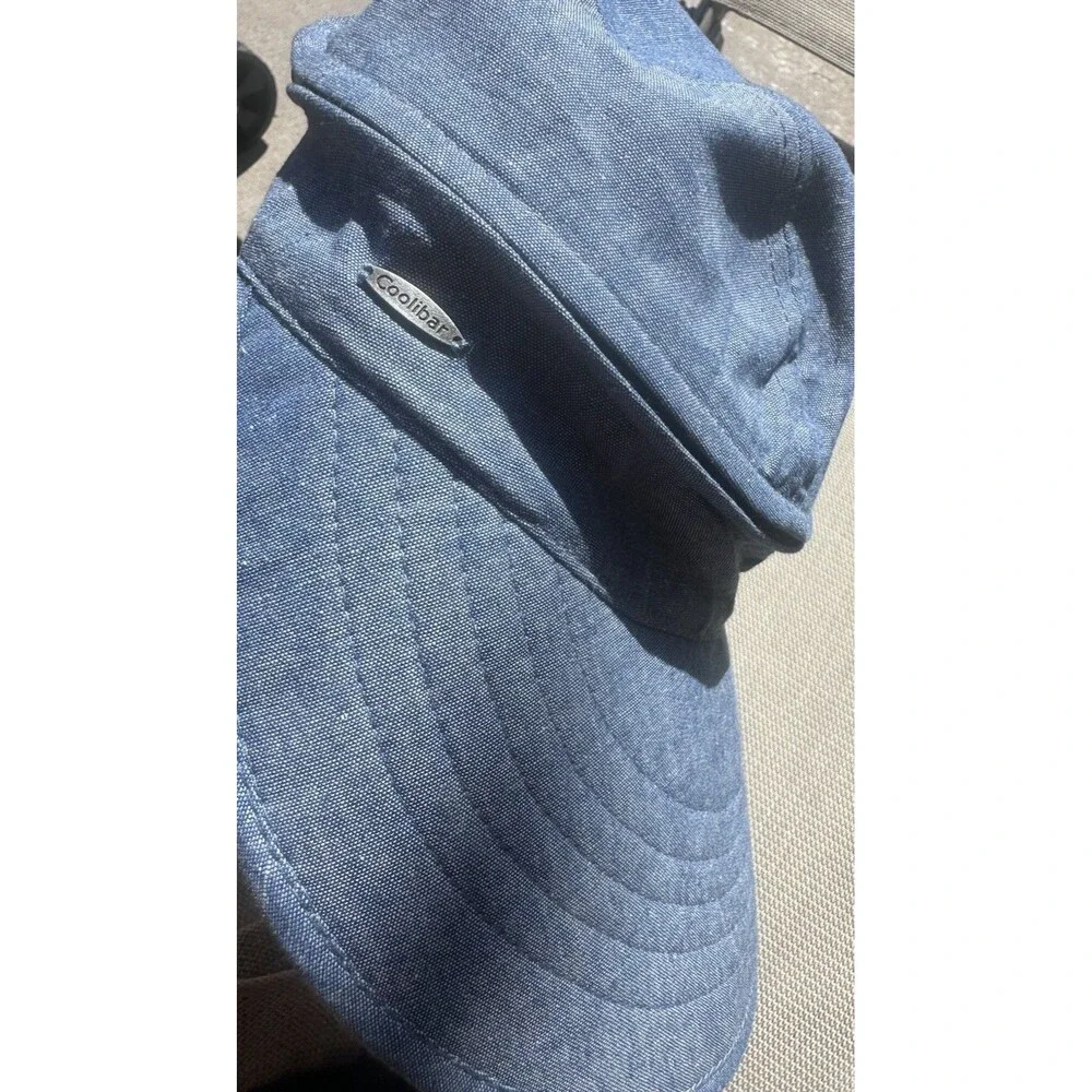 Coolibar UPF Sun Visor Hat Blue Wide Brim Zip Off Crown Convertible One Size